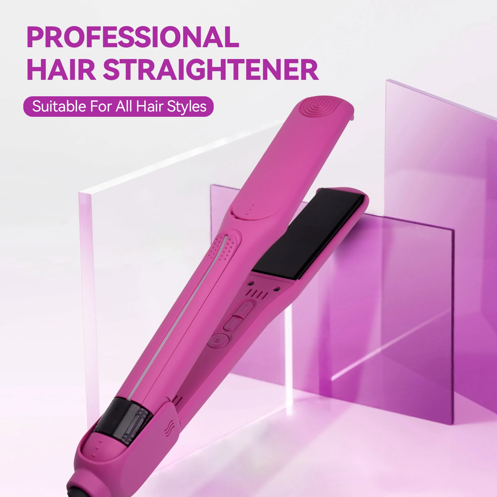 450 Degrees 480F 1.25 Inch Mch Pink Professional Salon Hair Straightener Ceramic Titanium Flat Irons view 5