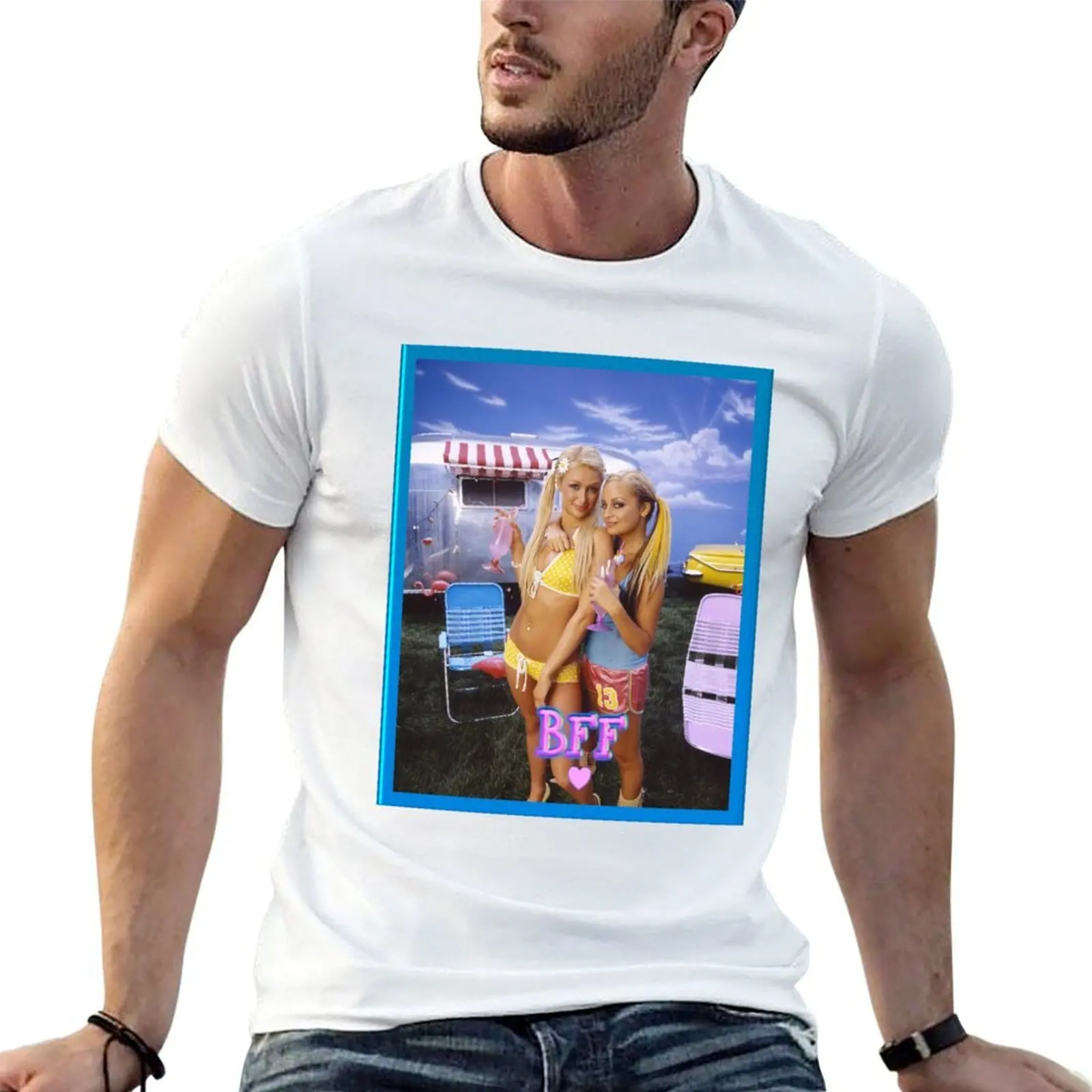 Paris and Nicole The Simple Life BFF T-Shirt Classic Crew Neck Cotton T-Shirt