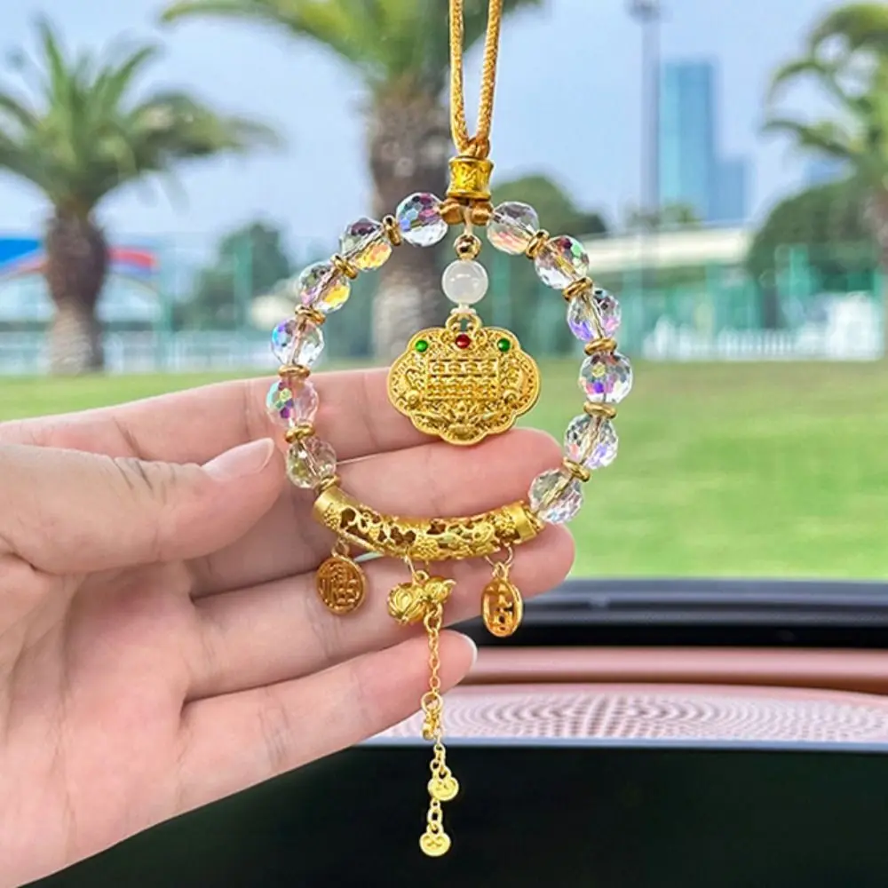 Abacus Lock Five-way God of Wealth Pendant Hanging Delicate Bead Pendant Chinese Style Artificial Crystal Car Pendant Gift