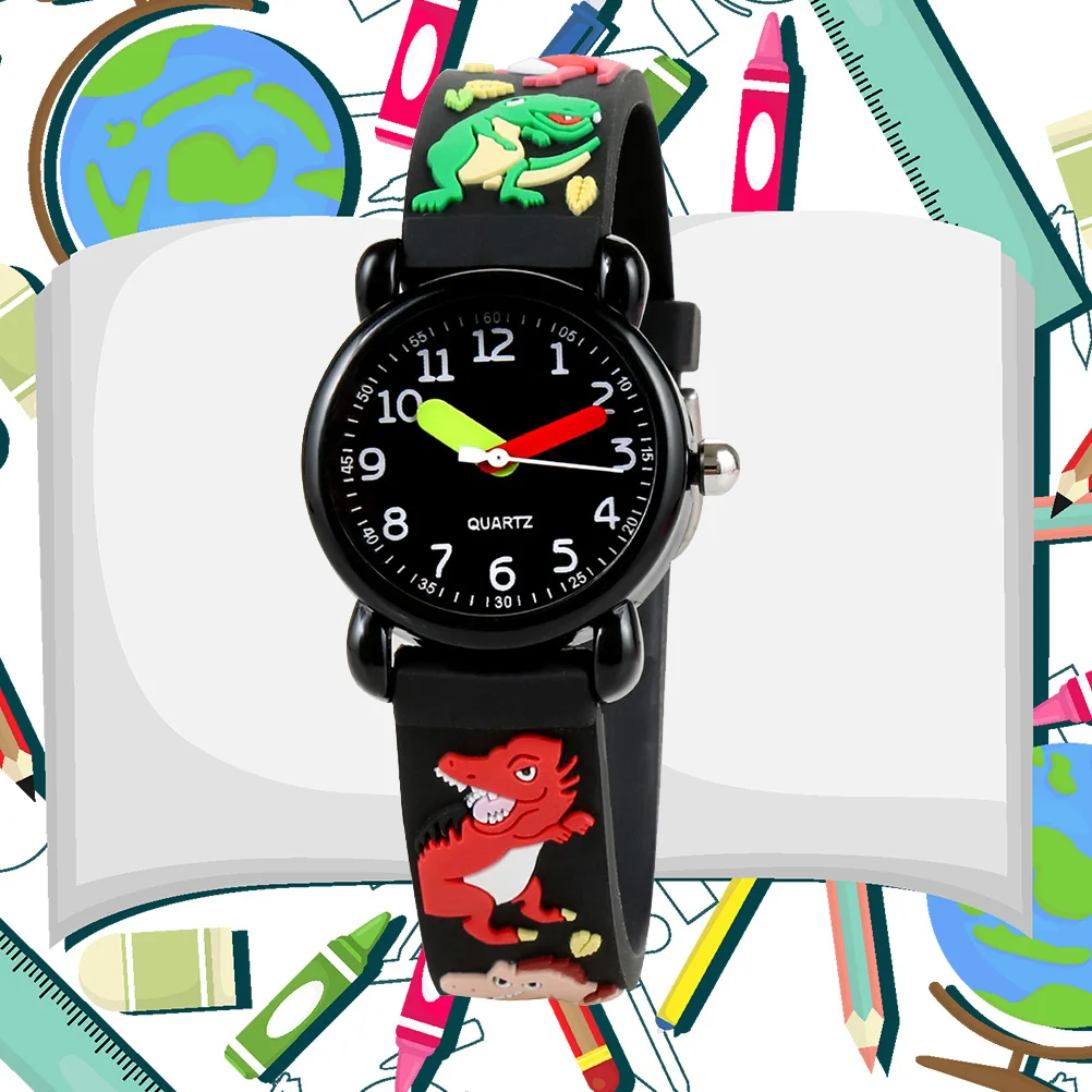 ساعة يد كوارتز مقاومة للماء للأطفال على شكل ديناصور كرتوني ثلاثي الأبعاد هدية للاحتفاظ بالوقت الدقيق في المدرسة الابتدائية #6