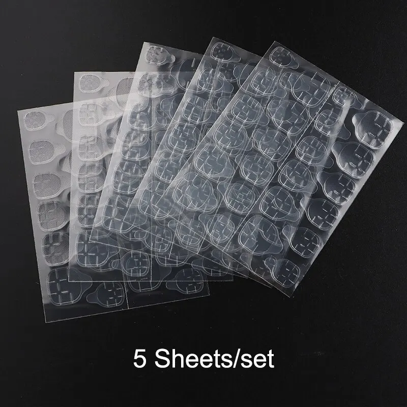 Autocollant de colle arina double face, ruban adhésif, colle à ongles pour faux dessins, faux conseils d'art, manucure acrylique, 5 feuilles, 120 pièces, N64.Art
