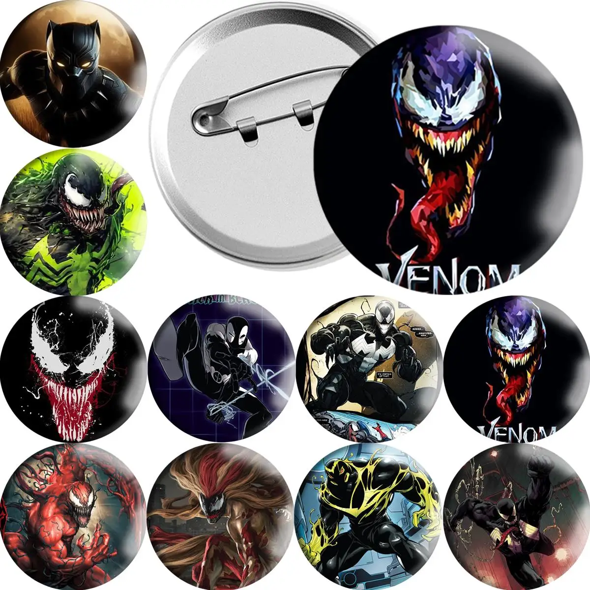 

58 мм крутой значок Disney Marvel Venom, круглые броши, креативные булавки для одежды, шляпа, рюкзак, косплей, украшения, аксессуары, подарочная игрушка