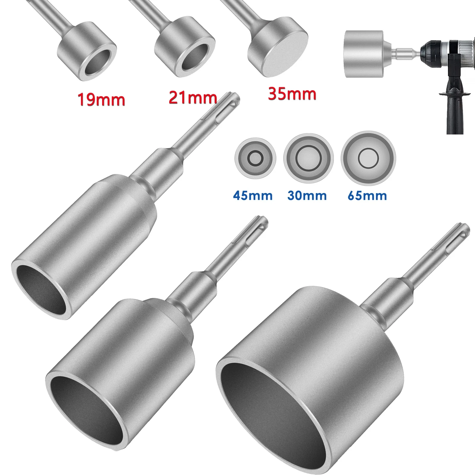 Adaptador SDS-Plus para Haste de Aterramento 19/21/35mm de Diâmetro para Martelos Rotativos, Ferramenta para Haste de Aterramento Tipo T, Broca de Aço Forjado
