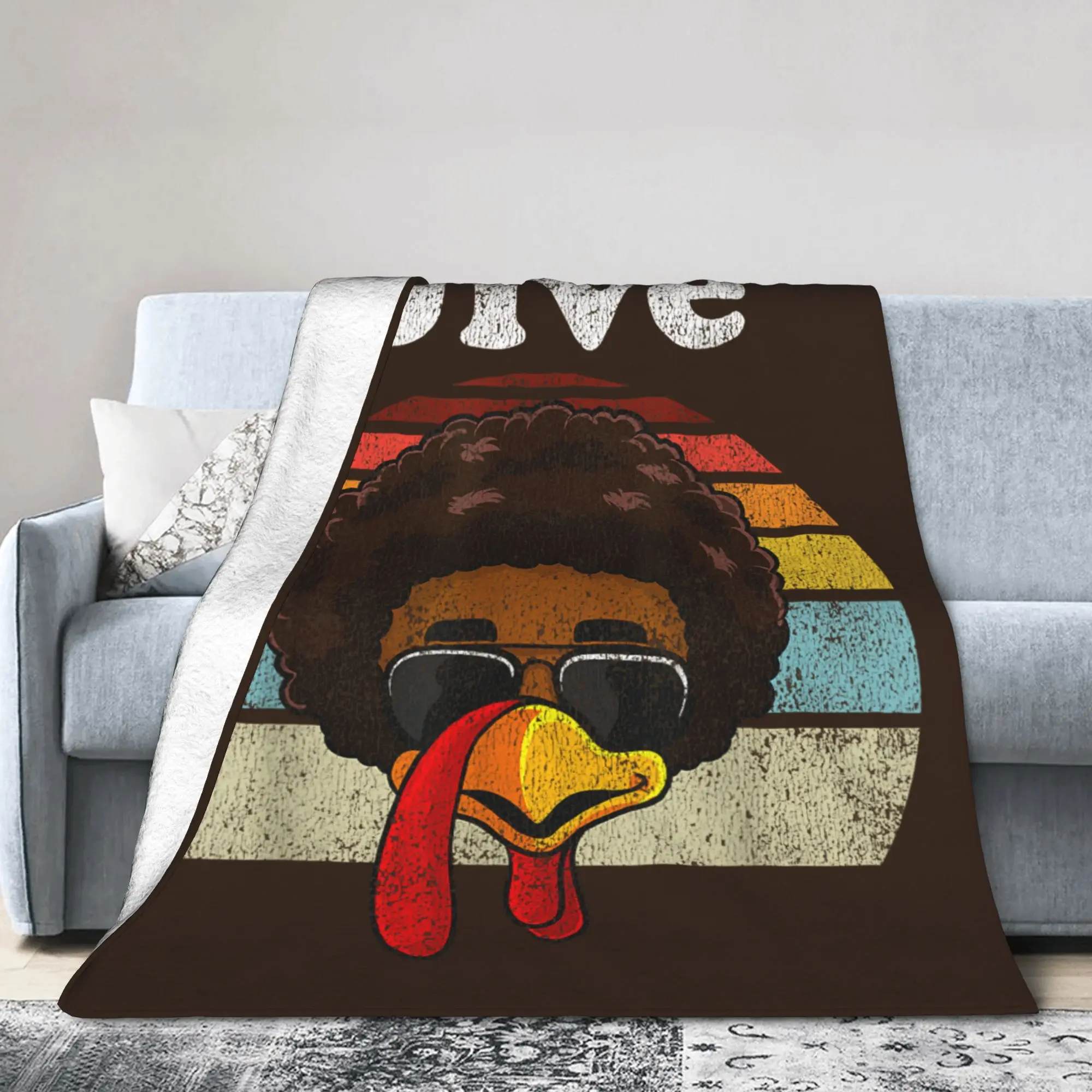 

Одеяло Jive Turkeys на День Благодарения с забавным лицом, винтажное фланелевое потрясающее дышащее одеяло, покрывающее диван, осень/зима