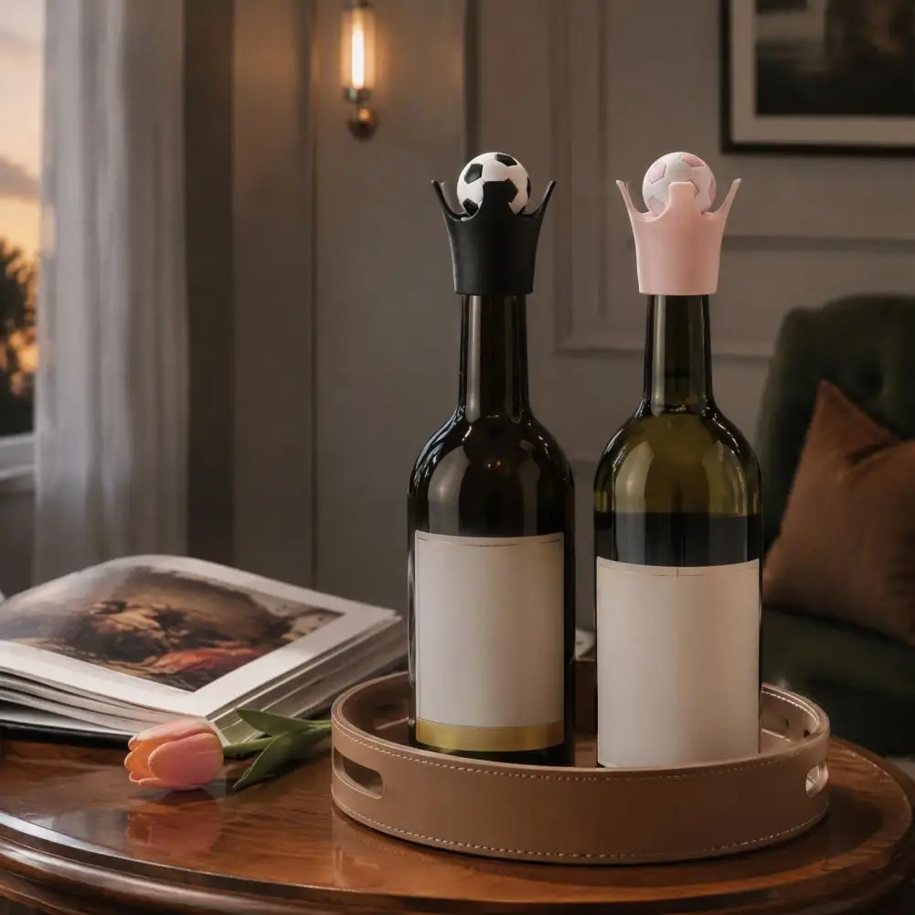 Gift for Wine Lovers Football-shaped Wine Stoppers Silicone Champagne Bottle Savers Leak-proof Sparkling Drink Sealers for Home