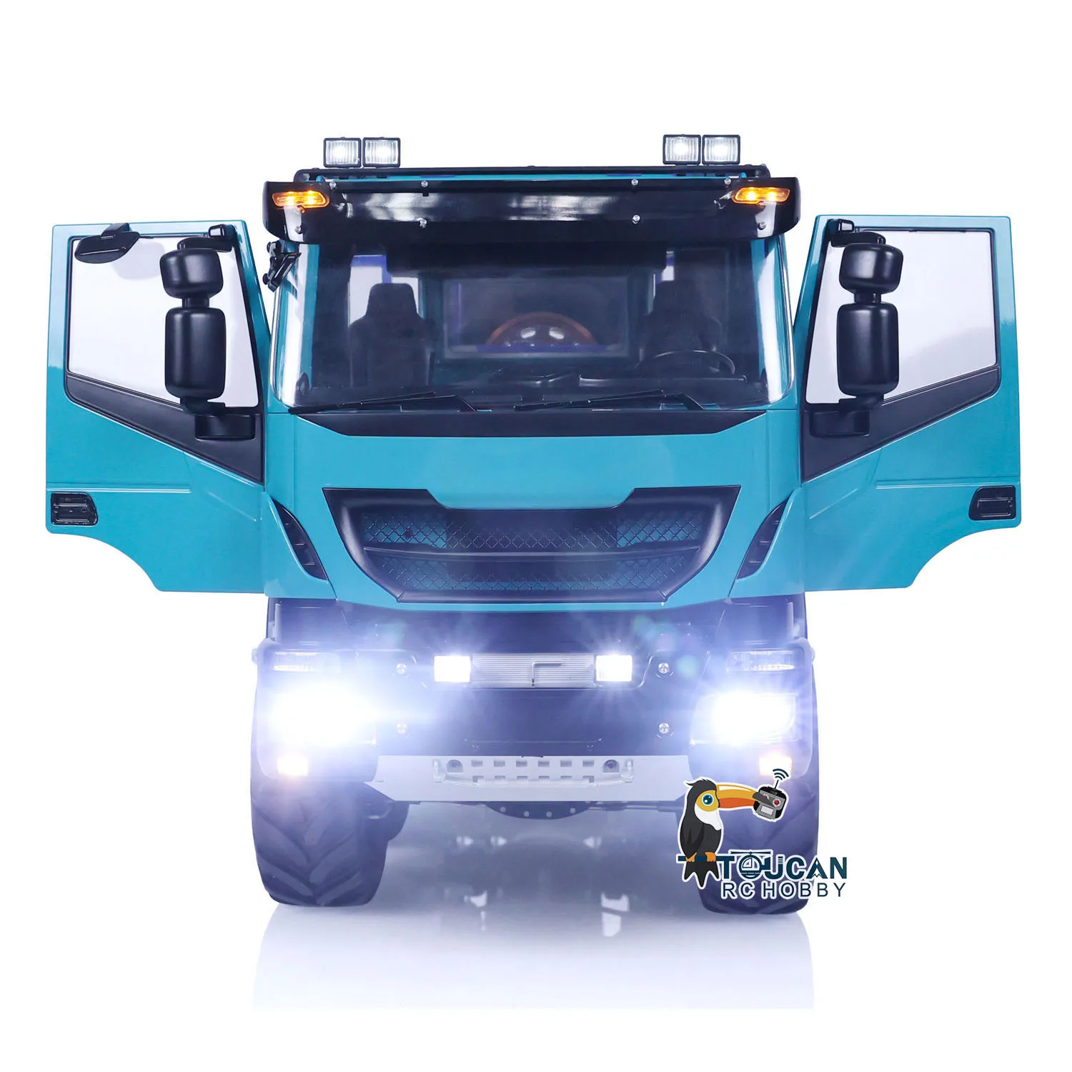 1/14 RC Crawler Rock Car 8x8 Lights Sounds Climbing Vehicle Remoted Flatbed Truck Painted Assembled Toys Model for Boys TH23197