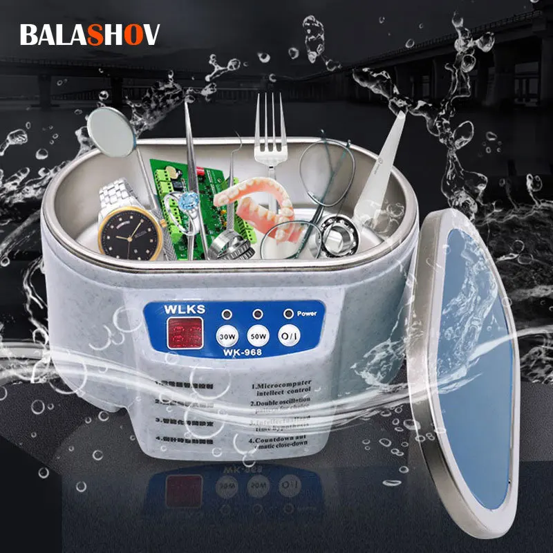 Ultrasonic Cleaner 30/50W Sonicator Bath Degas for Watches Contact Lens Glasses Denture Teeth Electric Makeup Razor Jewelry