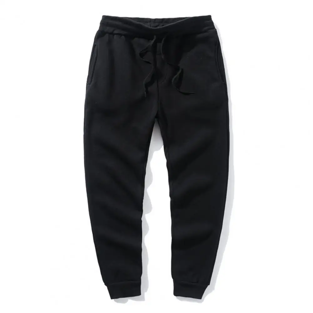 Winter Activewear Men's Fleece Lined Joggers Thickened Sweatpants with Ribbed Cuffs Warm Winter Athletic Pants for Outdoor