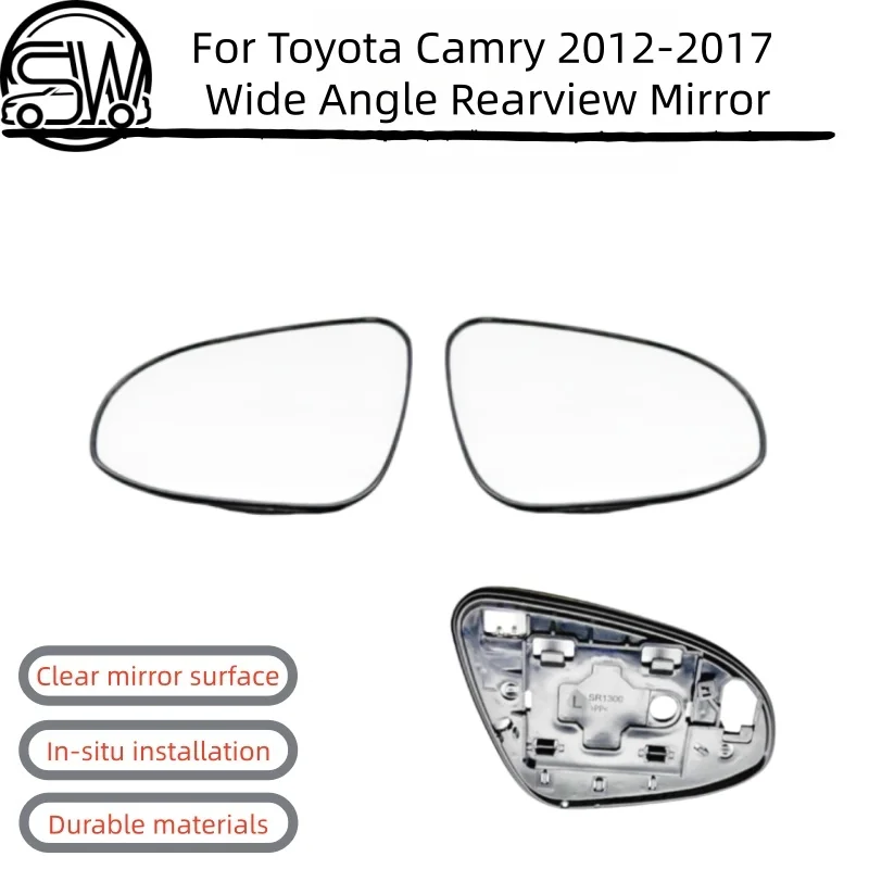 

For Toyota Camry 2012-2017 Wide Angle Rearview Mirror White Lens Heated Waterproof Large Vision