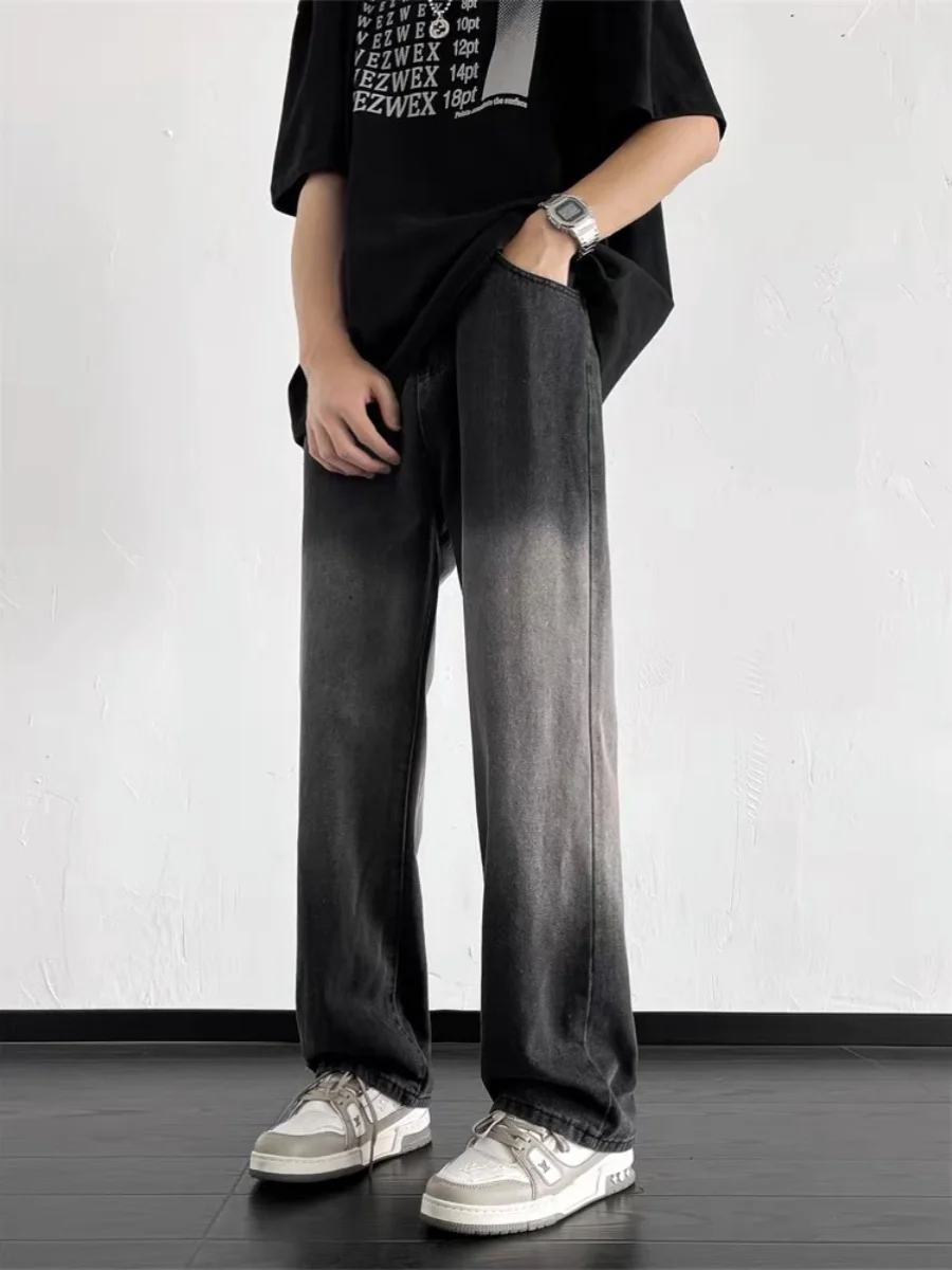 

High Waist adient Wide Leg Jeans Women's Spring Autumn Thiened Fce Straight Cut Loose Sli Trendy Denim Trousers