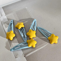 1/2/5 Pcs Y2K Hairpin Yellow Star Designs Bangs Side Clip Blue BB Barrettes Hair Snap Clips Summer Girls Hair Accessories