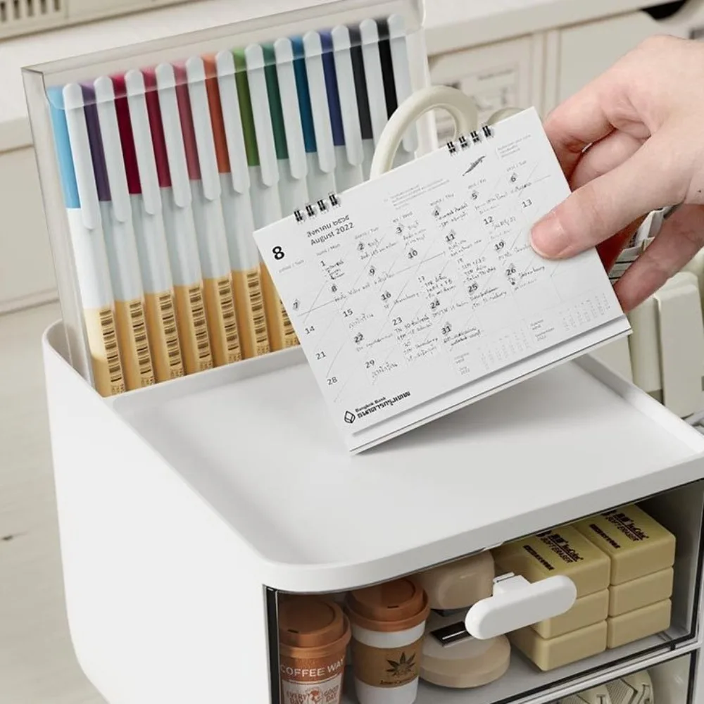 Multifunctional Desktop Storage Box Pen Holder with Drawers Cosmetics Organizer Korean Large Capacity Student Stationery Shelf