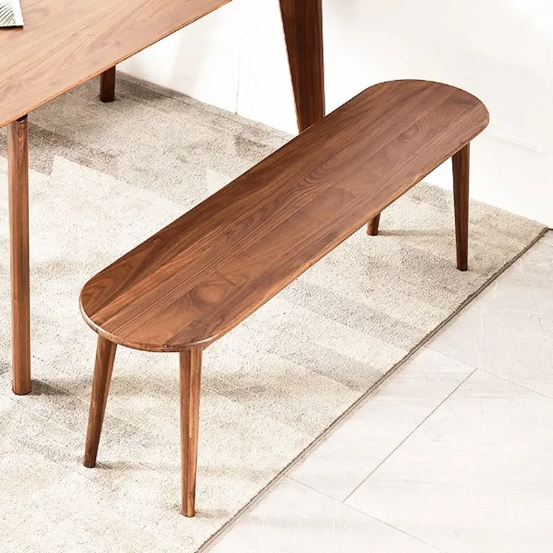 Customizable Nordic pure solid wood black walnut shoe change entrance bench