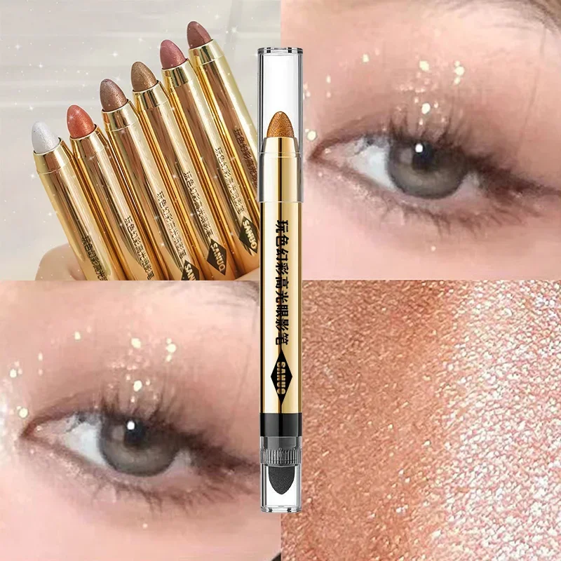 Heallor Highlighting Eye Shadow Stick Pearlescent Glitter Waterproof Double Ended Lying Silkworm Pencil Cosmetic Makeup Lasting