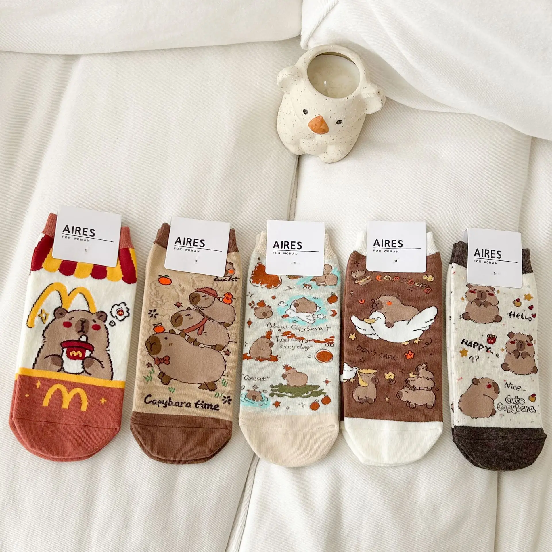 

Women's ort Tube Sos New Sle Capybara Cartoon Cotton Sos for Spring Summer Outdoor Activities Sports Accories