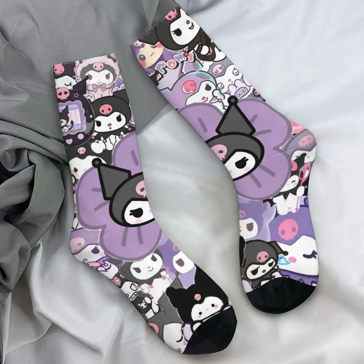 Couple Socks MINISO Cute Kuromi Cartoon Stockings Autumn Vintage Breathable Socks Design Climbing Anti Bacterial Socks