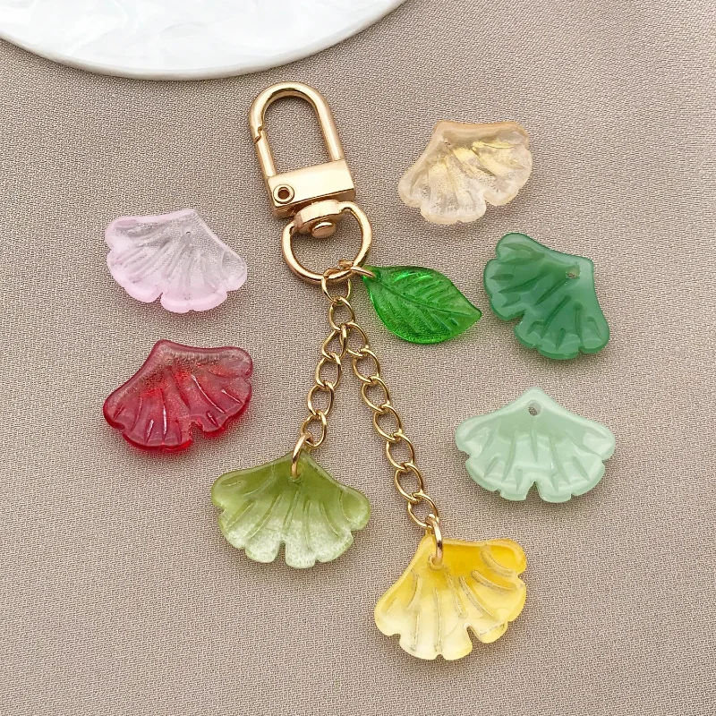 50pcs 15x20mm Color Glass Leaves Pendant Beads Small Ginkgo Leaf Pendants For DIY Jewelry Making Earrings Necklace Accessories