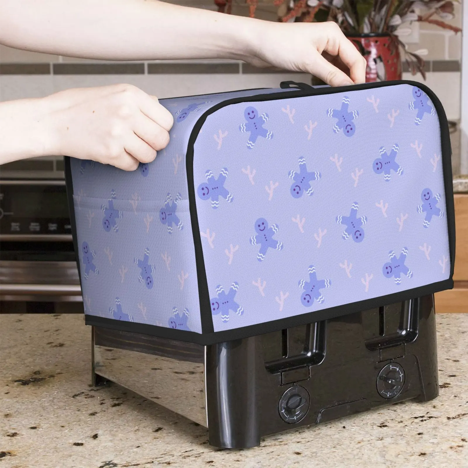 Christmas gingerbread Man 2/4 Slice Toaster Cover with Pockets,Dust and Fingerprint Protection,Small Appliance Cover