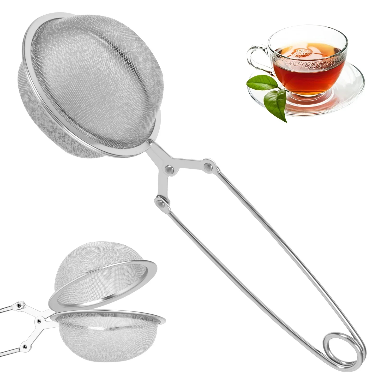 Stainless Steel Tea Ball Infuser Filter Multipurpose Strainer Squeeze Leaves Herb Mesh Strainer with Handle Mesh Tea Ball Filter