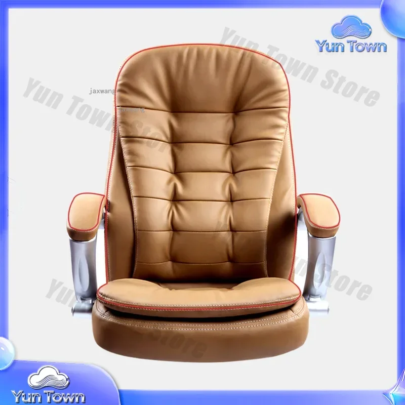 Leather Executive Computer Chair for Boss Office Study Home Bedroom Apartment Lifting Swivel Back Armchair Simple Modern