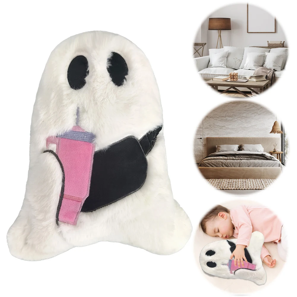 Halloween Cute Ghost Pillow Soft Ghost Shaped Throw Pillow Fluffy Plush Ghost Pillow for Living Room Sofa Decoration