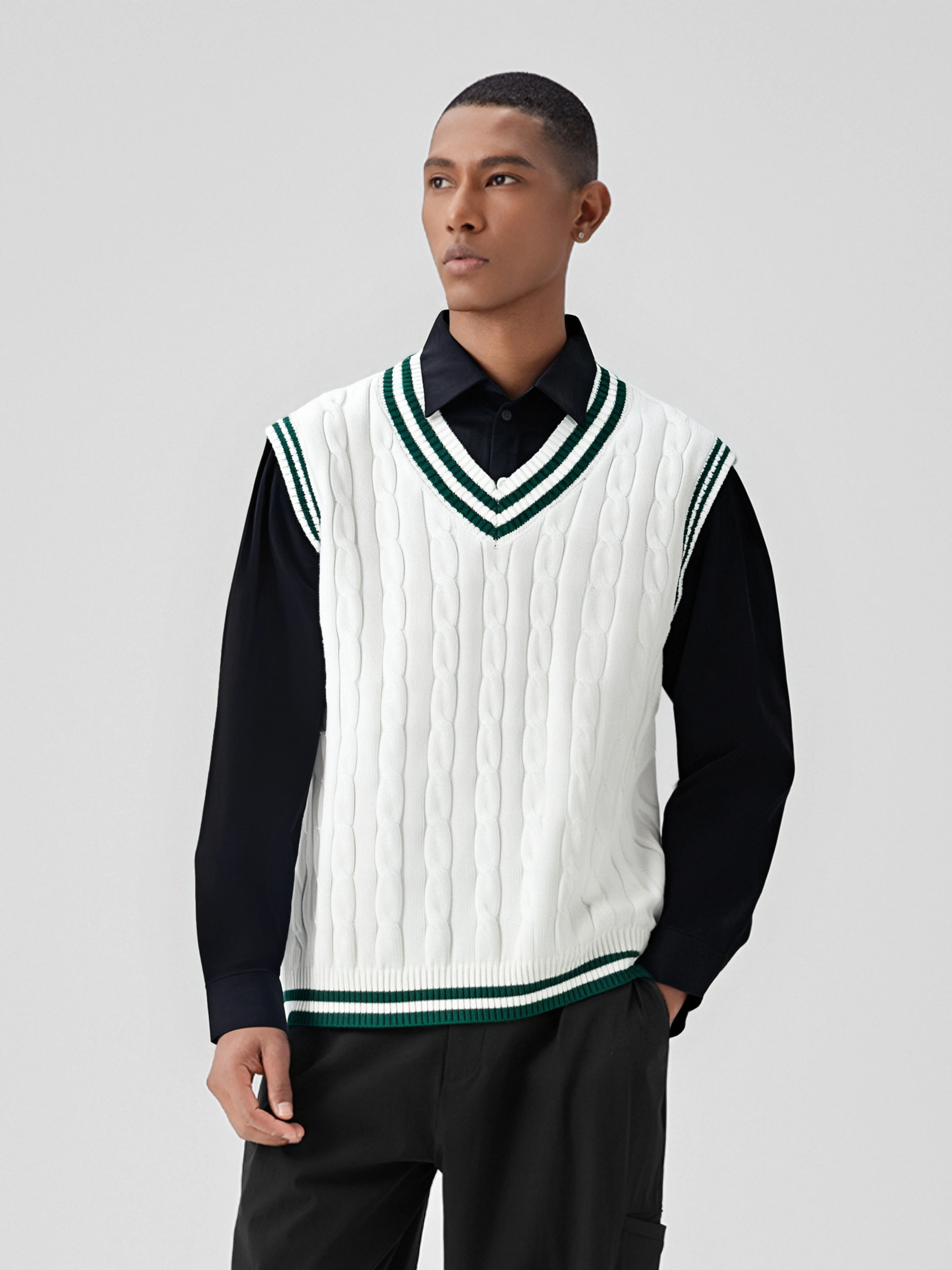 

Autumn Men's V-neck Sleeveless Knitted Shirt Spring and Autumn Fashion Versatile Casual Outerwear Knitted Shirt Men/3328