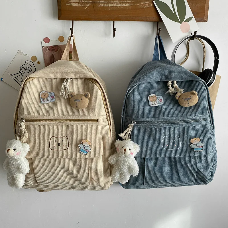 Women's Backpack, Corduroy Backpack, Female College Student Large Capacity Backpack, 2025 New Model