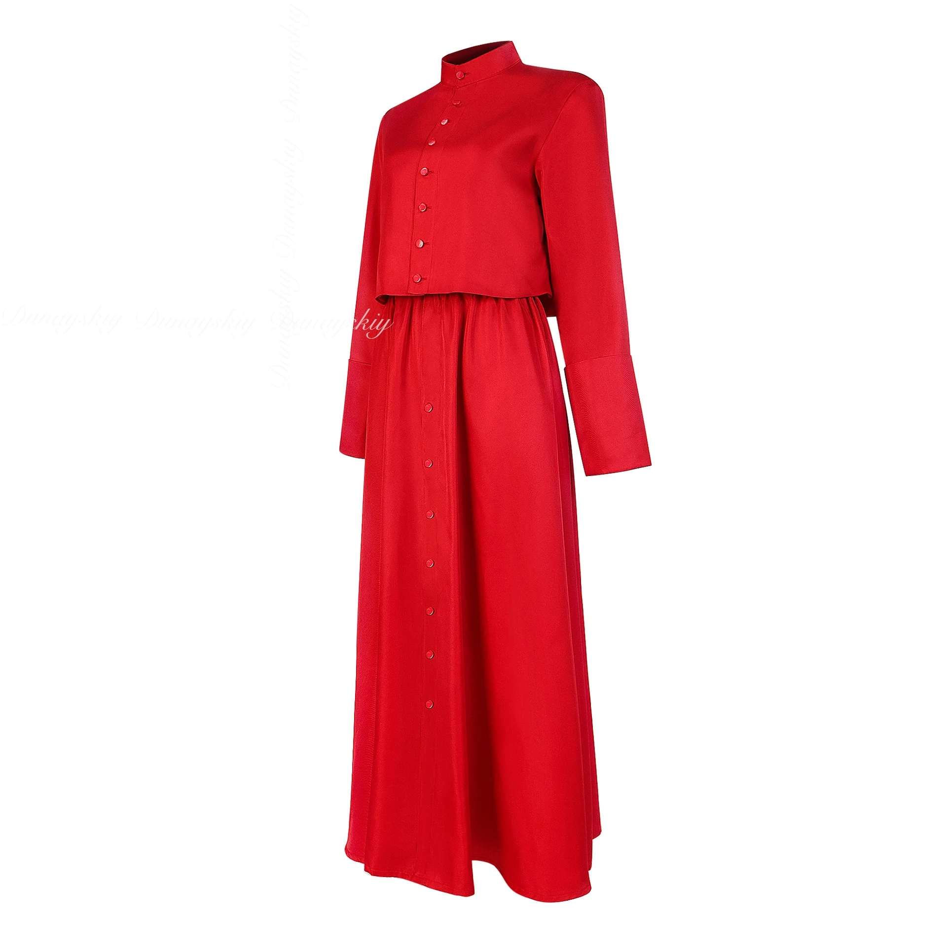 할로윈 여성 무대 코스프레 의상, 스커트 셔츠 포함 사제 코스프레 빨간색 목사 의상 세트