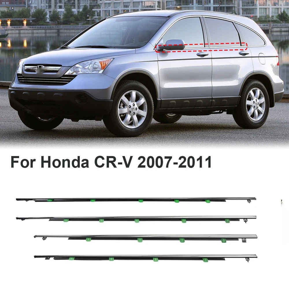 Chrome Window Weatherstrips Side Door Moulding Trim Belt Outer Window Glass Sealing Belts For Honda CRV CR-V 2007-2011