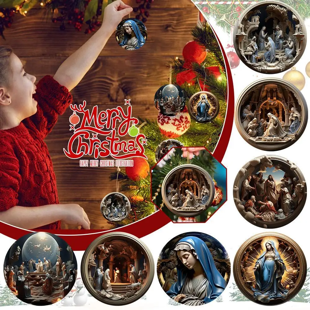 Christmas Tree Nativity Scene Hanging Ornaments, The Birth Of Jesus Decor, Religious Gifts For Christian & Family