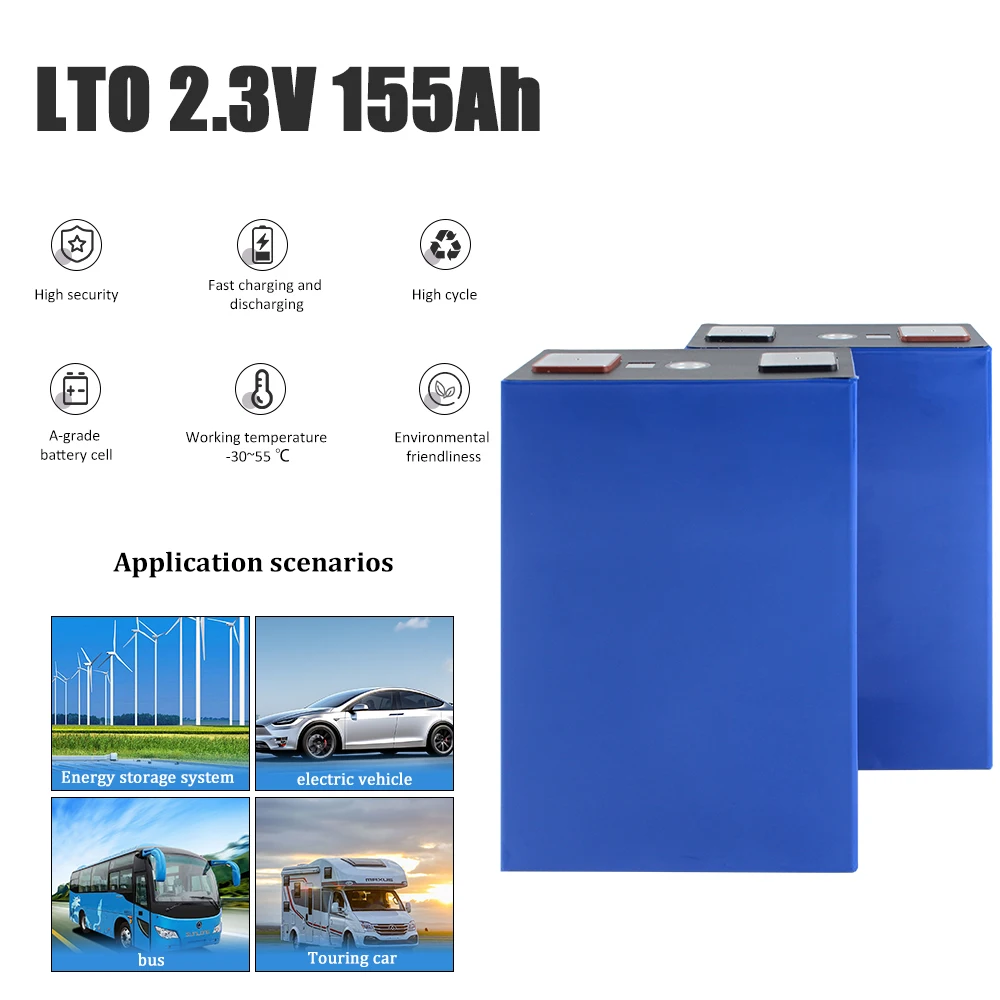 YINLONG 2,3 V 155Ah LTO baterías prismáticas recargables 6-24 Uds ciclos largos una célula nueva de grado para sistema de almacenamiento de energía EV
