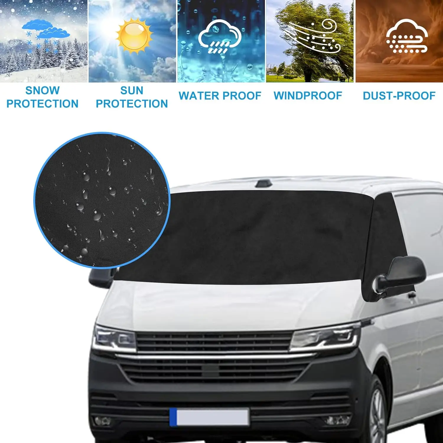 

Car Windscreen Cover Sun Shield Front Windshield Frost Dust Protection Outdoor Exterior Protector For VW T6 Camping