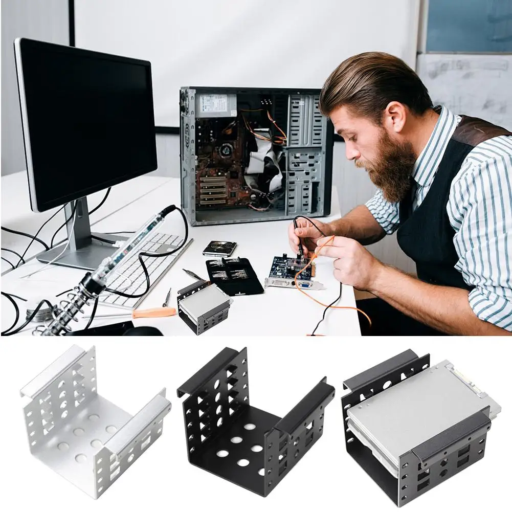 ชุดติดตั้งอะแดปเตอร์อะลูมิเนียมสำหรับใส่ฮาร์ดดิสก์ภายในขนาด 2.5 นิ้ว SSD ลงในช่องใส่ฮาร์ดดิสก์ขนาด 3.5 นิ้ว รองรับฮาร์ดดิสก์ได้สูงสุด 4 ตัว