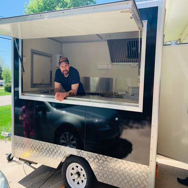 Mini Cute Trailer for Snack Food Vending Mobile Travel Tow bar Semi Trolley with Kitchen Equipment Set Trailer Cart