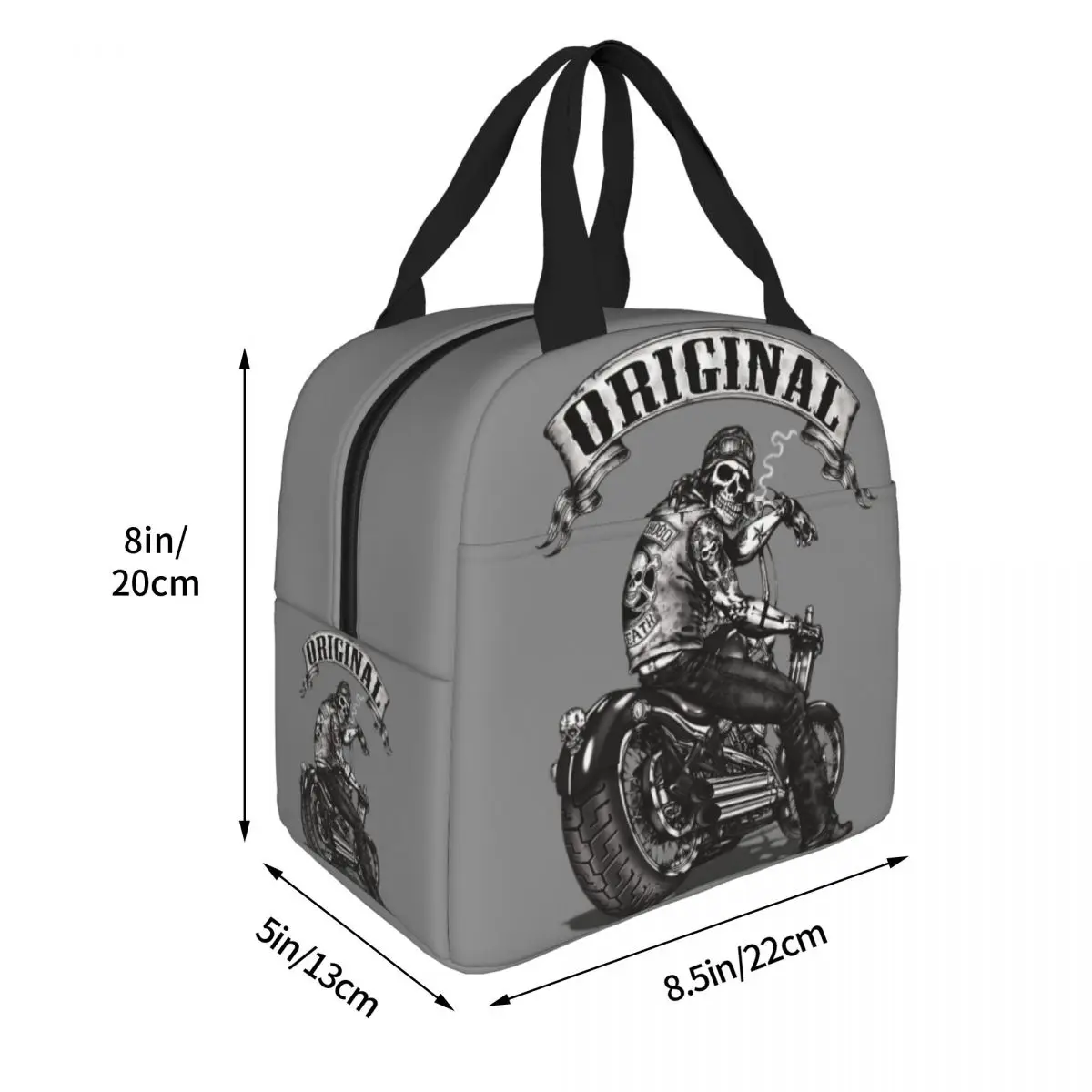 Skull Biker Insulated Lunch Bags Cooler Bag Meal Container Horror Halloween High Capacity Tote Lunch Box Bento Pouch Travel