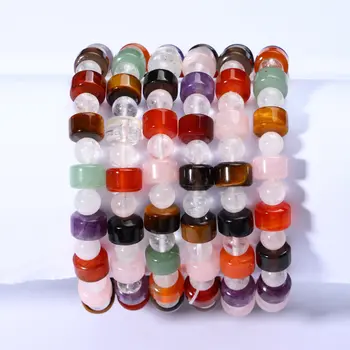 清倉特賣 天然七脈輪水晶珠 5*8mm 手工手鍊 適用於珠寶製作 DIY、波西米亞風工藝品 8 最佳銷售 脈輪珠 - №8