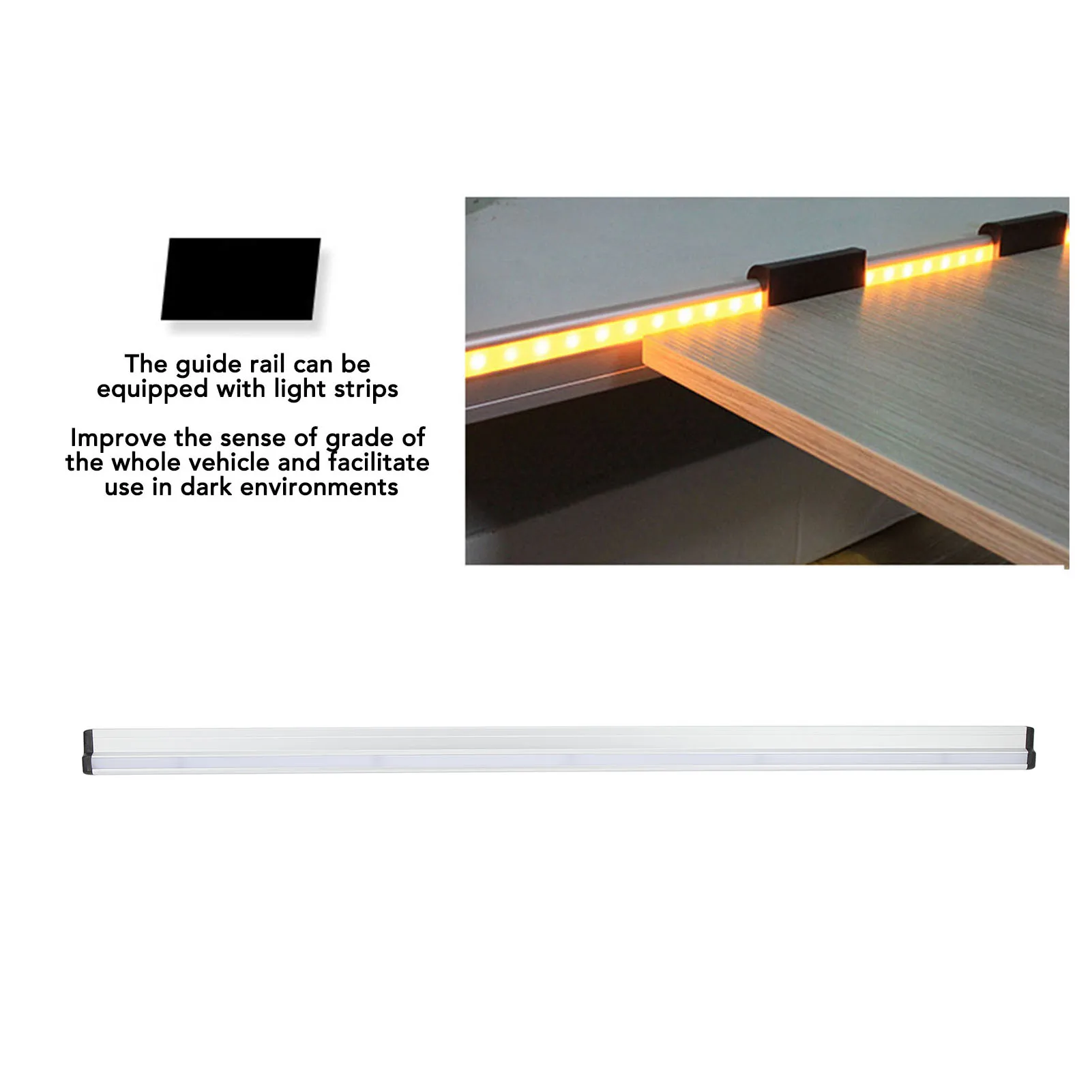 

RV Table Slider Rail 980mm 38.6in Aluminum Alloy Folding Table Slide Rail with LED Light Strip for RV Yacht Camper Easy Instal