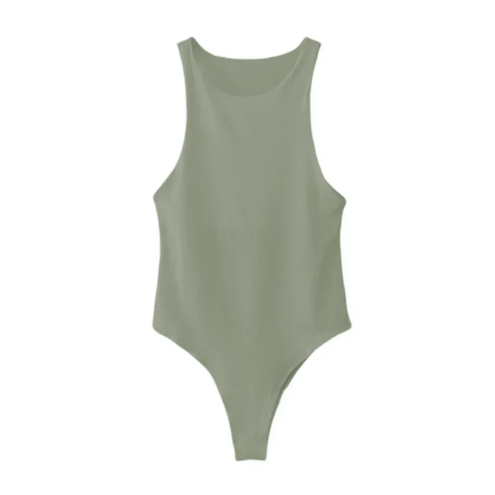 Women Sexy Sleeveless Solid Color Bodysuit Base Jumpsuit Slim Tops Tights