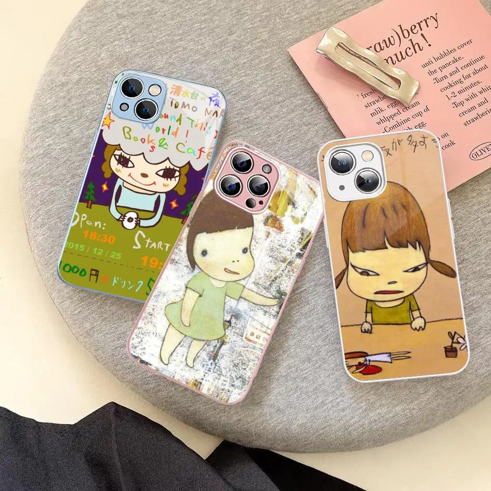 Yoshitomo N-NaraS artnet Art Phone Case For iPhone 14 13 12 Mini 11 Pro XS Max X XR 14 Plus Tempered Glass Cover