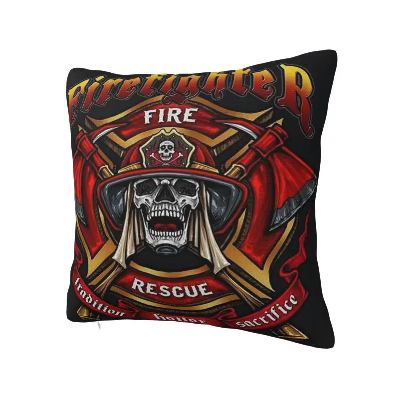 Custom Luxury Firefighter Skull Sofa Cushion Cover Soft Fire Rescue Fireman Pillow Case Decoration