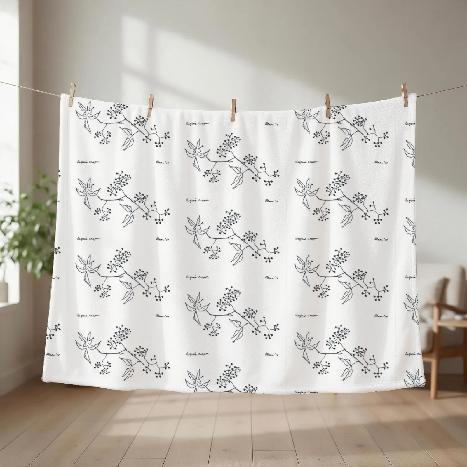 virginia creeper Throw Blanket couch cozy soft plush fuzzy picnic outdoor blanket