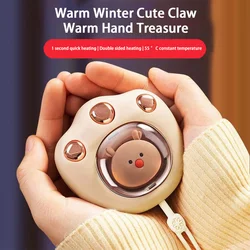 Hand Warmer Cute Cat Paw Rechargeable Built-in Battery For Students Adult Winer Fast Usb Heater For Camping Office School