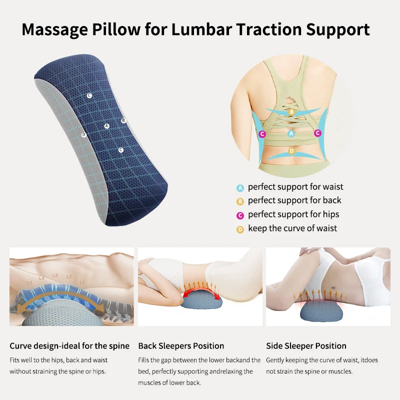 Cervical Traction Pillow Neck Lumbar Support Electric Heated Massage Pillow for Neck Waist Pain Relief