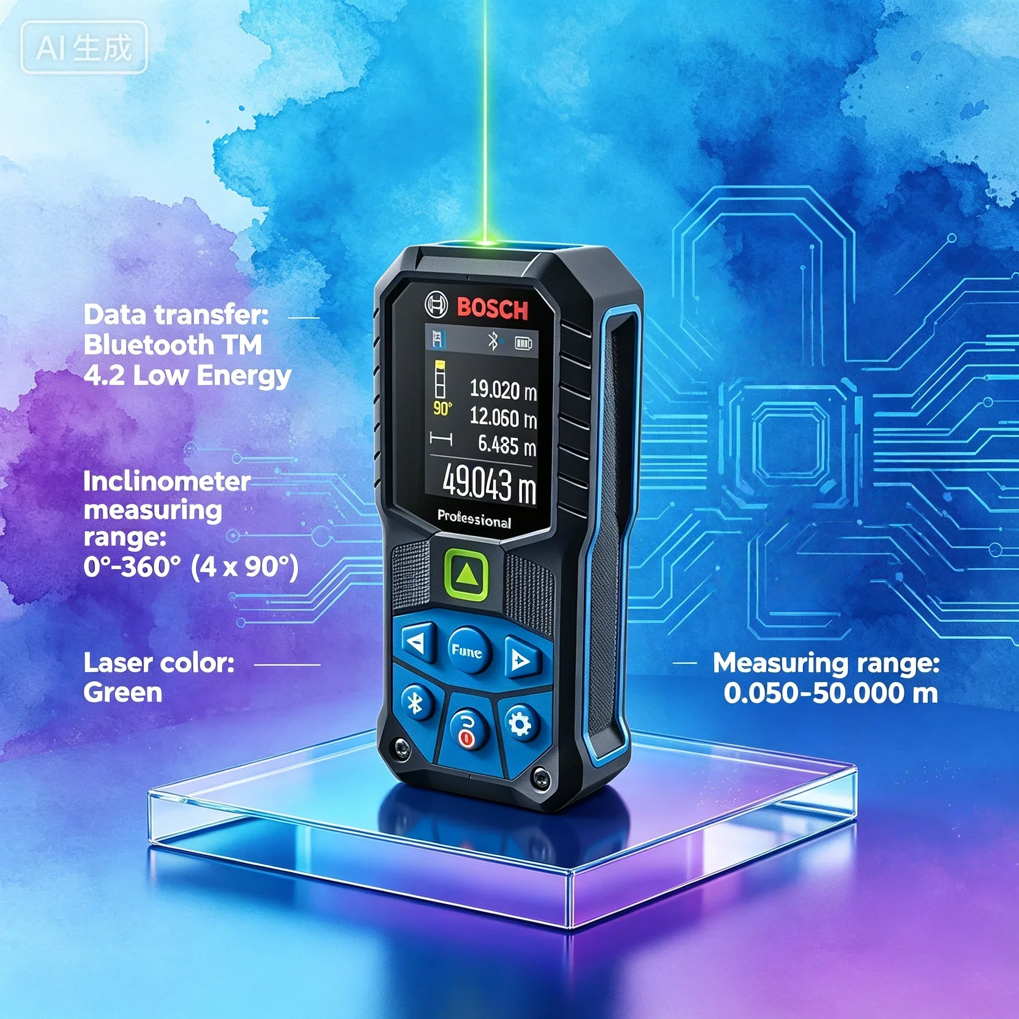 Bosch GLM 50-27 CG Green Laser Rangefinder,50M IP65 Laser Measure,Bluetooth App Remote Control Professional Distance Meter Ruler