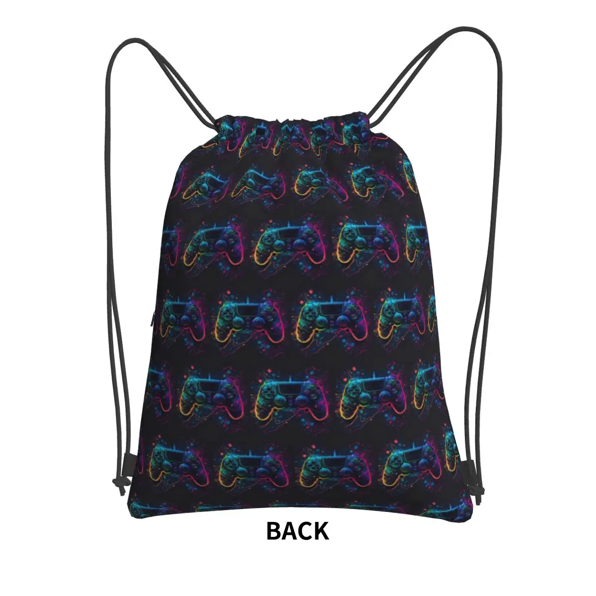 Neon Light Game Controller Gamepad Backpacks Casual Drawstring Bags Storage Bag Book Bags for Travel School
