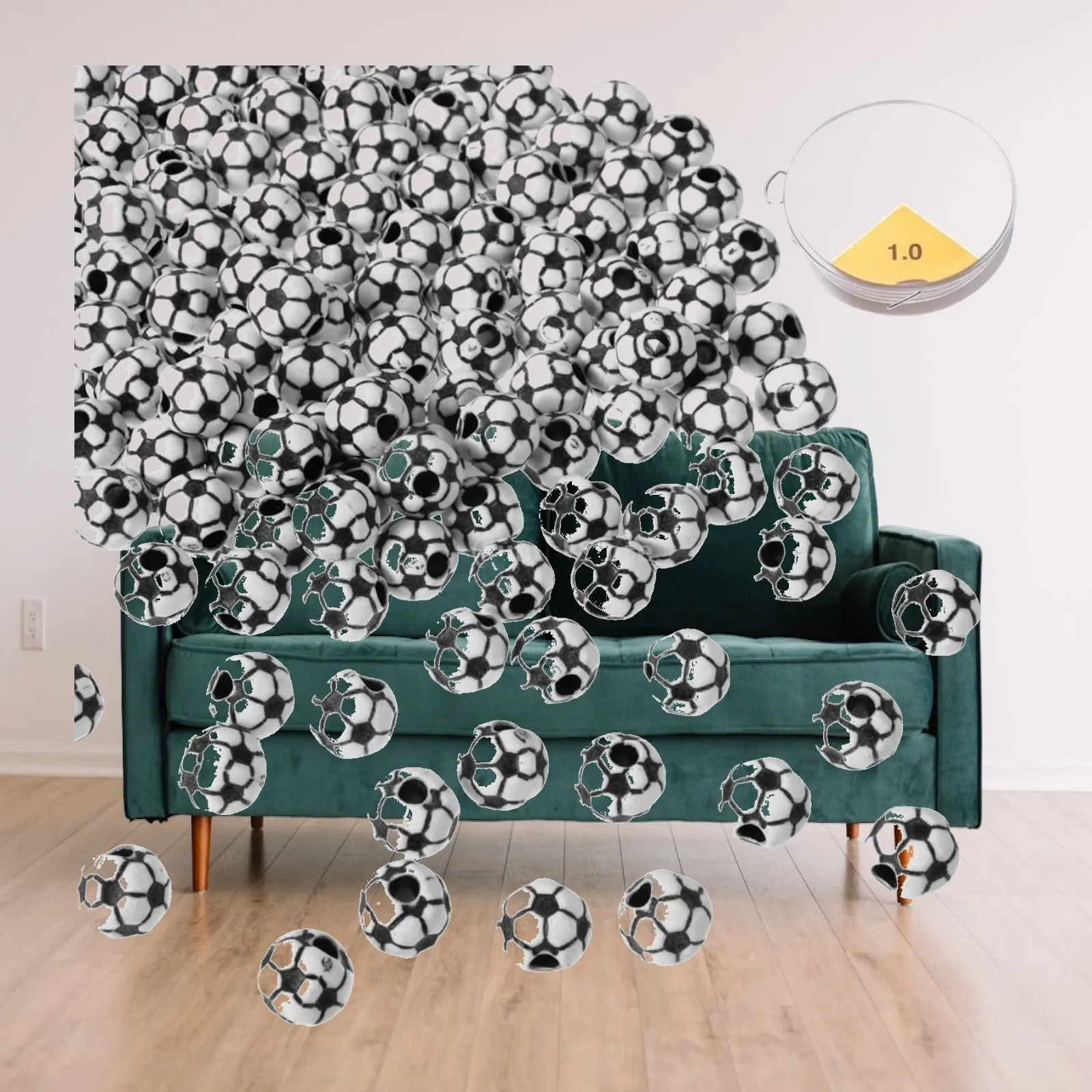 100 Pieces Acrylic Football Beads Through Hole Football Beads Clear Elastic