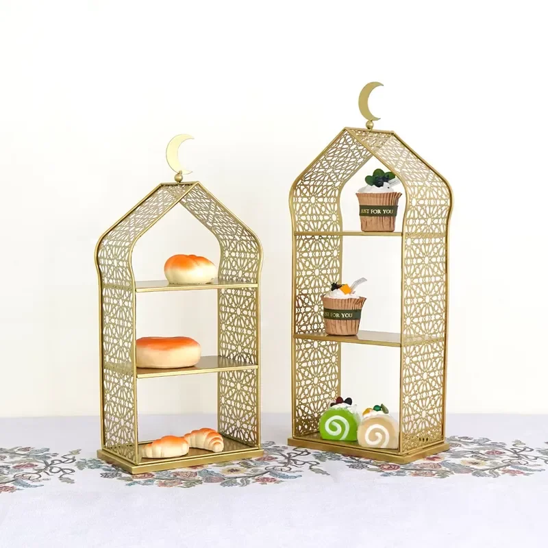 Wrought Iron 3 Tier Fruit Tray Dessert Cake Stand Candy Rack Storage Basket for Kitchen Home Decor Display Shelf Organizer