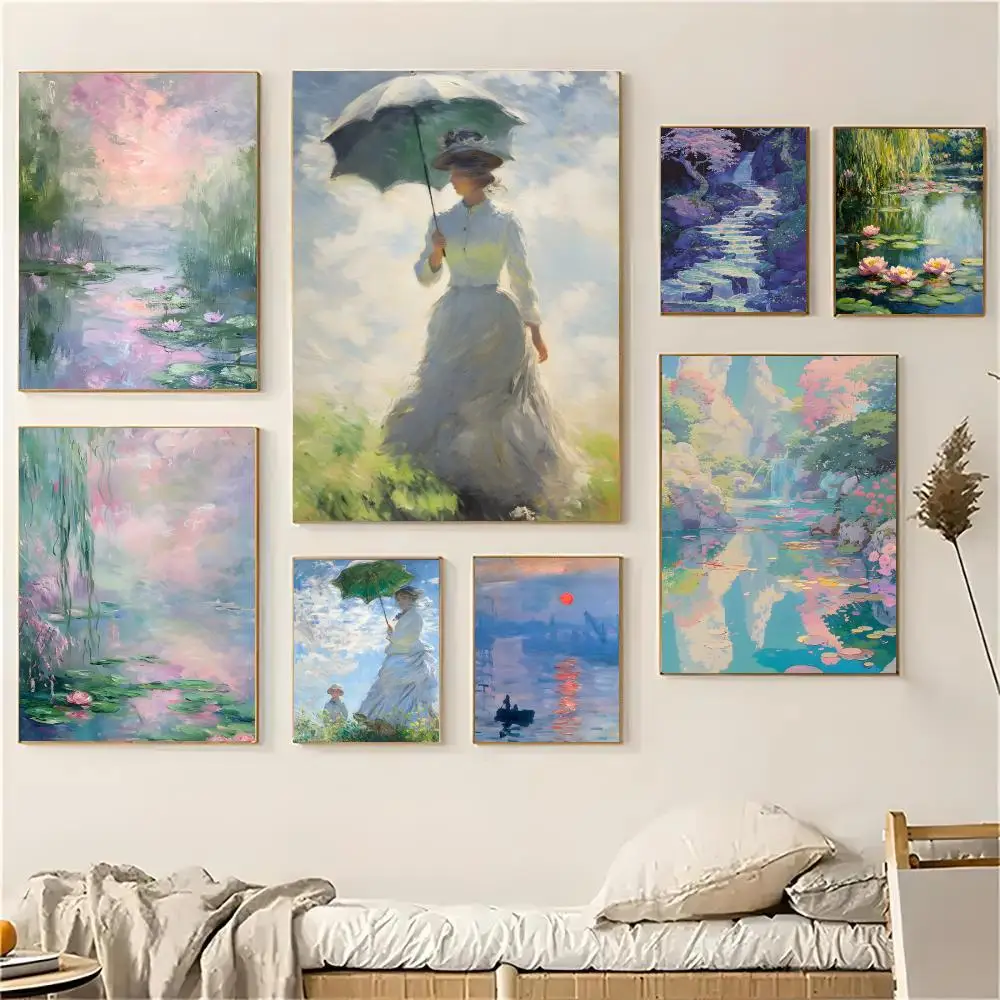 Art C-Claude Monet Poster Self-adhesive Decal Living Room Bedroom Party Bar Decor Moisture-proof Fade-resistant