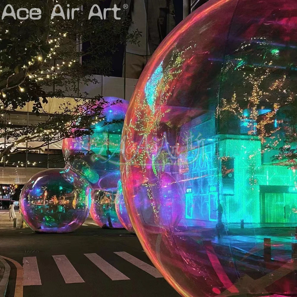 Palloncini a sospensione colorati gonfiabili con sfera a specchio in PVC iridescente da 10 pezzi con pompa ad aria gratuita per decorazioni di matrimoni/feste/eventi