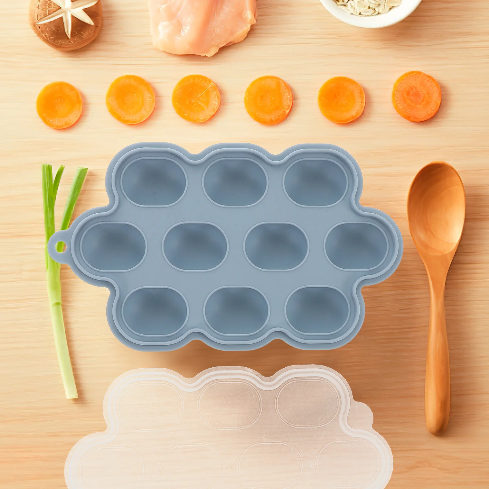 

2Pcs Silicone Baby Food Freezer Tray Stackable Baby Food Storage Container Easy Release Non-Stick Ice Cube Mold for Freezer